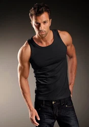 H.I.S Tanktop Unterhemd Herren 3-tlg Rundhals Schwarz/Dunkelblau