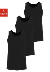 H.I.S Tanktop Unterhemd Herren 3-tlg Rundhals Schwarz/Dunkelblau