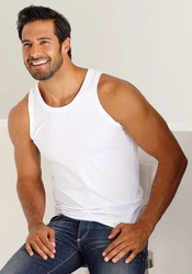 H.I.S Tanktop Unterhemd Herren 3-tlg Rundhals Weiß/Creme