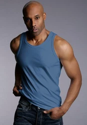 H.I.S Tanktop Unterhemd Herren 3-tlg Rundhals Grau/Dunkelblau/Blau
