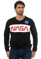 RedBridge Sweatshirt McKinney NASA Print Astronauten-Look Schwarz/Dunkelgrau/Rot/Weiß