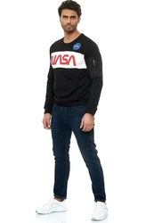 RedBridge Sweatshirt McKinney NASA Print Astronauten-Look Schwarz/Dunkelgrau/Rot/Weiß