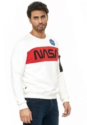 RedBridge Sweatshirt McKinney NASA Print Astronauten-Look Weiß/Rot
