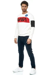 RedBridge Sweatshirt McKinney NASA Print Astronauten-Look Weiß/Rot