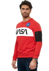 RedBridge Sweatshirt McKinney NASA Print Astronauten-Look Rot