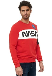 RedBridge Sweatshirt McKinney NASA Print Astronauten-Look Rot