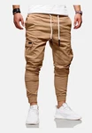 Rello & Reese Herren Cargo Chinohose Jogger Hose JN-3839 Khaki/Beige/Braun