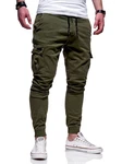 Rello & Reese Herren Cargo Chinohose Jogger Hose JN-3839 Khaki (JN-3839)