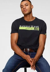 Bruno Banani T-Shirt kurze Ärmel Rundhalsausschnitt Dunkelblau/Blau/Dunkelgrün