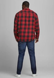 Jack & Jones Plus Hemd JJEGINGHAM Rot/Schwarz