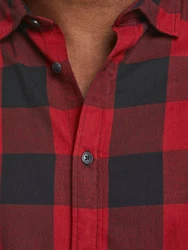 Jack & Jones Plus Hemd JJEGINGHAM Rot/Schwarz