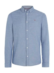 Tommy Jeans Hemd TJM Slim Stretch Oxford Shirt mit Flaglabel auf der Brust Hellblau/Blau/Dunkelblau