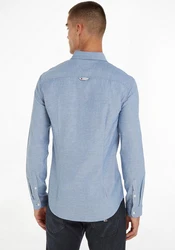 Tommy Jeans Hemd TJM Slim Stretch Oxford Shirt mit Flaglabel auf der Brust Hellblau/Blau/Dunkelblau