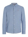 Tommy Jeans Hemd TJM Slim Stretch Oxford Shirt mit Flaglabel auf der Brust Hellblau/Blau/Dunkelblau