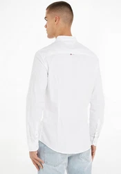 Tommy Jeans Hemd TJM Slim Stretch Oxford Shirt mit Flaglabel auf der Brust Weiß/Creme