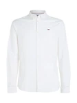 Tommy Jeans Hemd TJM Slim Stretch Oxford Shirt mit Flaglabel auf der Brust Weiß/Creme