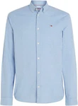 Tommy Jeans Hemd TJM Slim Stretch Oxford Shirt mit Flaglabel auf der Brust Hellblau/Blau