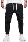 behype Cargohose HAWK mit elastischem Bund Schwarz/Khaki