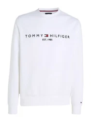 Tommy Hilfiger Sweatshirt TOMMY LOGO SWEATSHIRT mit klassischem Rundhalsausschnitt weiß