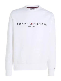 Tommy Hilfiger Sweatshirt TOMMY LOGO SWEATSHIRT mit klassischem Rundhalsausschnitt weiß