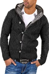 behype Strickjacke CR-7013 mit Kapuze Dunkelgrau/Schwarz/Grau