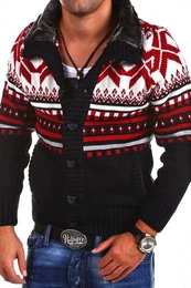 Strickjacke CRSM mit modischem Norweger-Muster