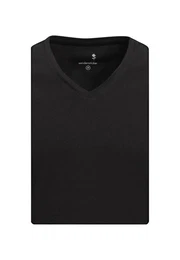 T-Shirt Schwarze Rose Kurzarm V-Neck Uni