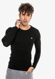 Strickpullover Broken Arrow mit breitem Rippstrickmuster