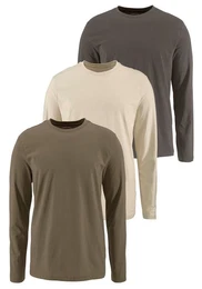 Man's World Langarmshirt neue Farbe ! (3er-Pack) Langarm, unifarben, aus Baumwolle, im 3er-Pack