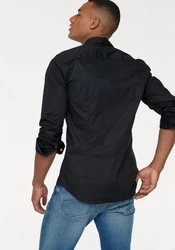 Tommy Jeans Herren Original Stretch Langarm Slim Fit Freizeithemd Schwarz/Dunkelblau