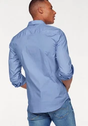Tommy Jeans Herren Original Stretch Langarm Slim Fit Freizeithemd Hellblau/Blau/Dunkelblau