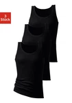 H.I.S Tanktop Feinripp 3-tlg Packung ohne Seitennähte Schwarz