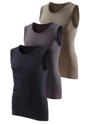 H.I.S Muscleshirt 3-tlg Dunkelblau/Grau/Hellblau