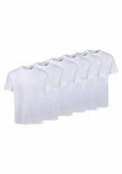 Fruit of the Loom T-Shirt mit Rundhalsausschnitt Weiß/Dunkelblau/Creme