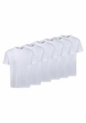Fruit of the Loom T-Shirt mit Rundhalsausschnitt Weiß/Dunkelblau/Creme