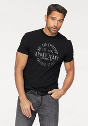 T-Shirt Kurzarm, schmal geschnitten, bedruckt, aus Baumwollmischung