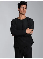 Trigema Strickfleece Pullover FleeceRundhalsshirt schwarz