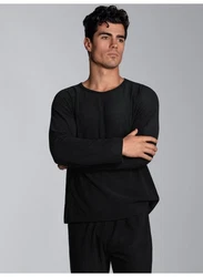 Trigema Strickfleece Pullover FleeceRundhalsshirt schwarz