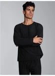 Trigema Strickfleece Pullover FleeceRundhalsshirt schwarz