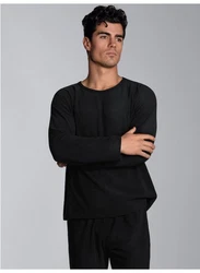 Trigema Strickfleece Pullover FleeceRundhalsshirt schwarz