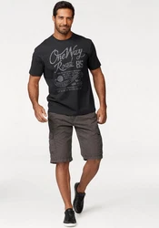 Man's World T-Shirt Regular Fit mit Print Rundhals Used-Look 