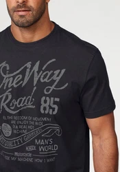 Man's World T-Shirt Regular Fit mit Print Rundhals Used-Look 