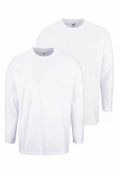 Fruit of the Loom Langarmshirt Weiß/Creme/Grau