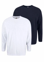 Fruit of the Loom Langarmshirt Dunkelblau/Weiß/Blau