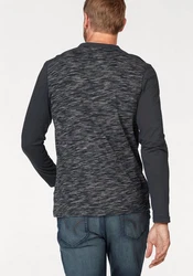 Arizona Langarmshirt Langarm Rundhalsausschnitt mit Knopfleiste Dunkelblau/Grau