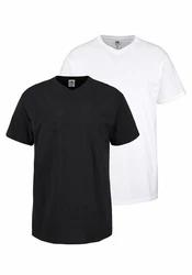 Fruit of the Loom T-Shirt mit V-Ausschnitt Schwarz/Weiß/Hellgrau