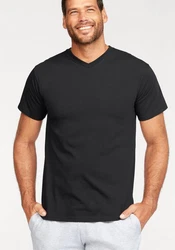 Fruit of the Loom T-Shirt mit V-Ausschnitt Schwarz/Weiß/Hellgrau