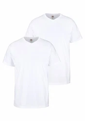 Fruit of the Loom T-Shirt mit V-Ausschnitt Weiß/Creme/Grau