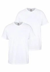 Fruit of the Loom T-Shirt mit V-Ausschnitt Weiß/Creme/Grau