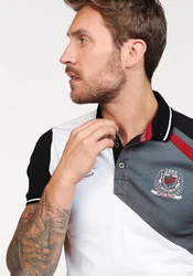 Bruno Banani Poloshirt Kurzarm mit Polokragen Weiß/Schwarz/Creme/Dunkelrot